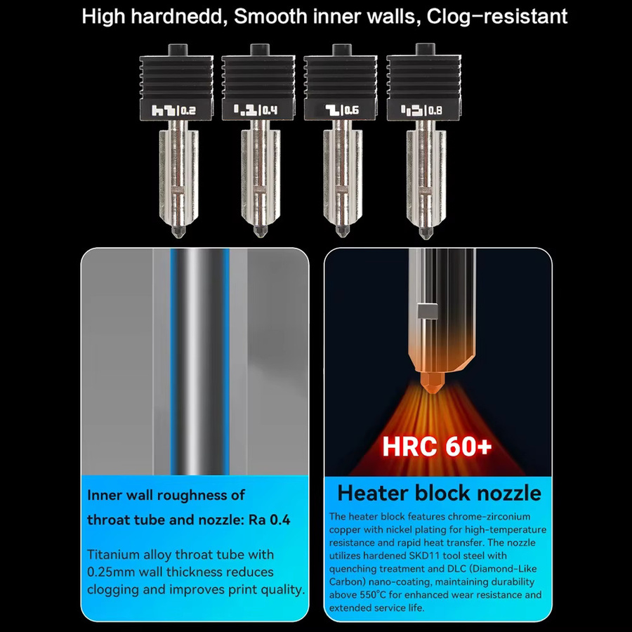 XCR3D H2D High Flow Hotend Düsen-Kit mit Silikon Socken Abdeckung für Bambu, Schwarz - Bild 3