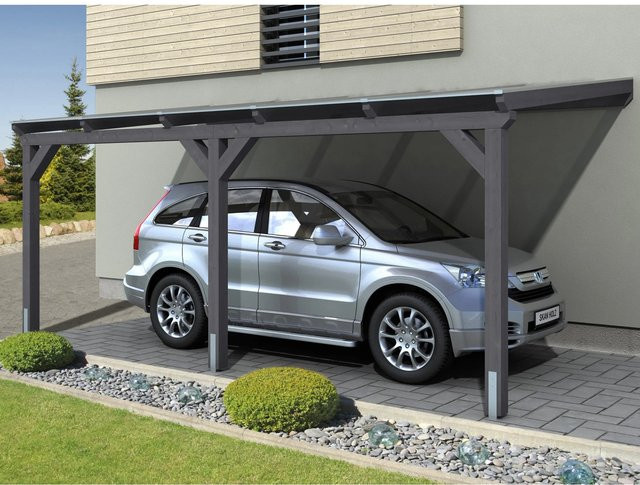 Skan Holz Carport Vogtland in Schiefergrau B/T: 300 x 541 cm, Firsthöhe: 262 cm - Bild 1