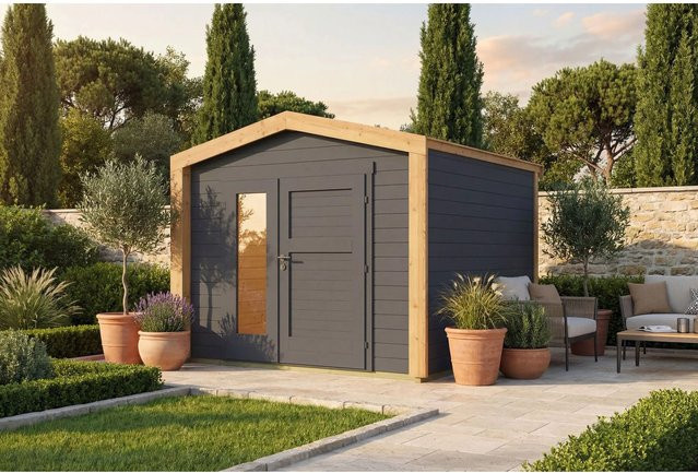 Weka Gartenhaus Killarney Satteldach in Anthrazit-Schwarz B/T/H: 261 x 250 x 241 cm - Bild 1