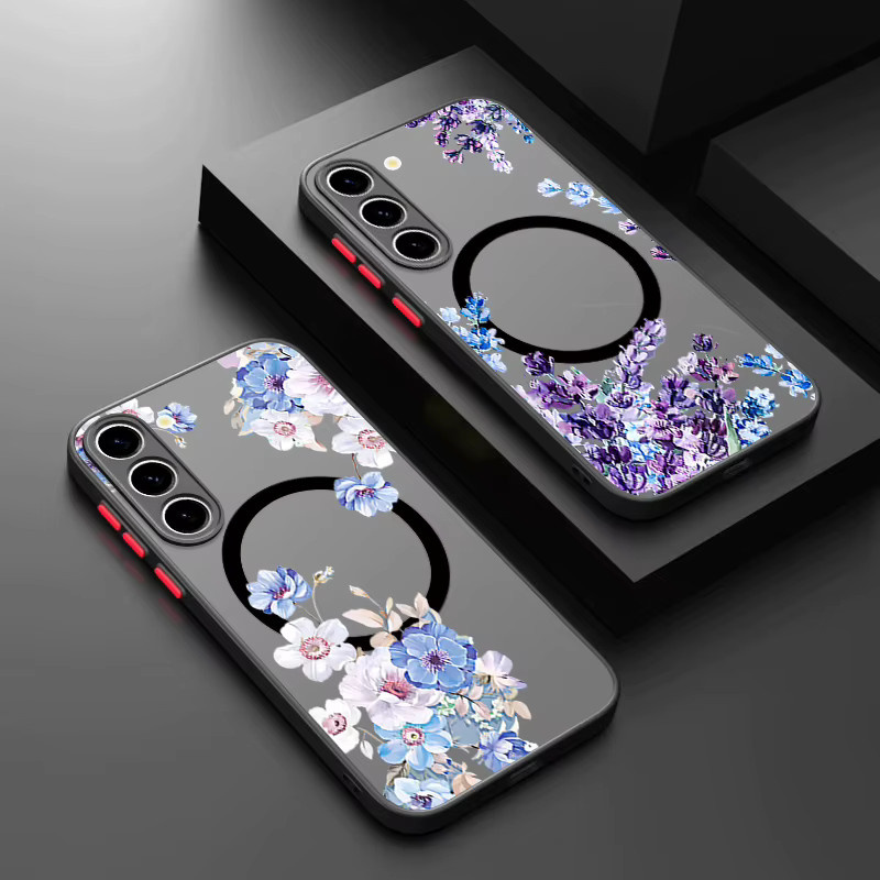 Magnetische Handyhülle mit buntem Blumenmuster für Samsung Galaxy S26 S25 S24 S23 Ultra S25 S24 FE A17 A37 A56 A55 A36 A16 Acryl-Cover in Multicolour und Schwarz - Bild 3