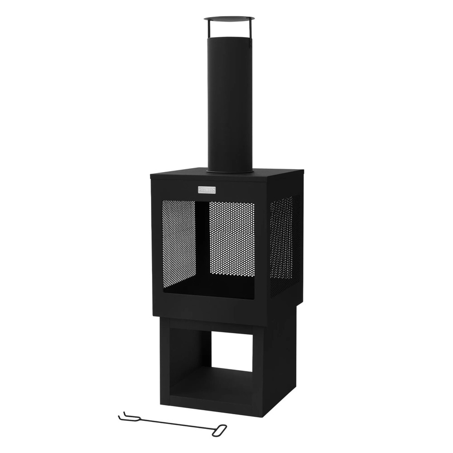 ML-Design Gartenkamin mit Schornstein aus Stahl in Schwarz, H: 128 cm, B: 40 cm, T: 11 cm - Bild 2