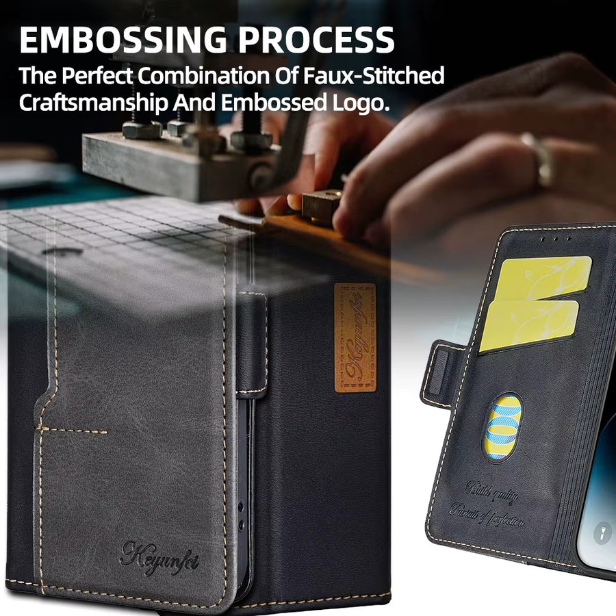 Business Leder Handyhülle für Samsung Galaxy S25 Ultra S25 FE Plus S25 Edge A56 A36 A26 A16 A17 A07 Book Case in Braun - Bild 4