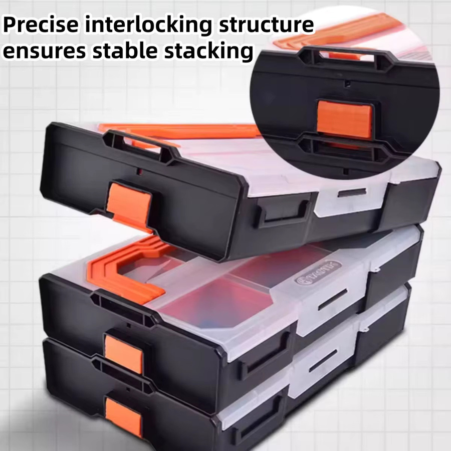 Stapelbarer Organizer-Koffer für Kleinteile und elektronische Komponenten in Schwarz aus Kunststoff - Bild 5