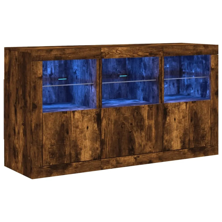 vidaXL Sideboard in Räuchereiche mit integrierter LED-Beleuchtung, Farbe: Braun, B/T/H: 123 x 37 x 67 cm - Bild 2