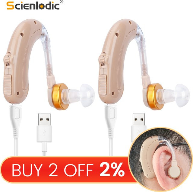 XceeFit 2er-Set USB aufladbare Hörgeräte mit einstellbarer Tonverstärkung für Senioren - Bild 1