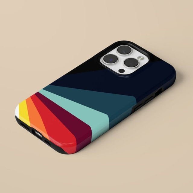 Magnetische Handyhülle im Retro-Streifen-Design für Apple iPhone 11 bis 17 Pro Max, stoßfeste Acryl-Schutzhülle, Multicolour - Bild 1