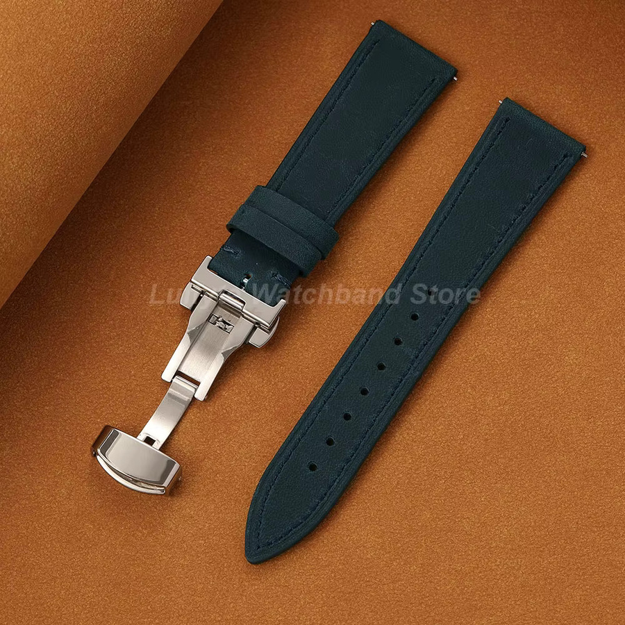 Uhrenarmband Crazy-Horse-Leder, Schmetterlingsschnalle, Herren - Bild 2