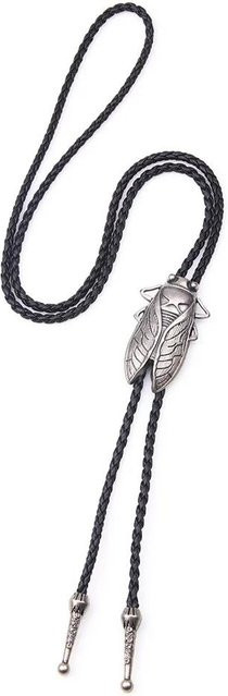 Bolo Tie Halskette, Cicada, Leder, antik silber, Herren - Bild 1