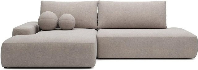 Vente-unique Schlafsofa Daviso in Taupe mit L-Form und Stoffbezug, Breite: 276 cm - Bild 1