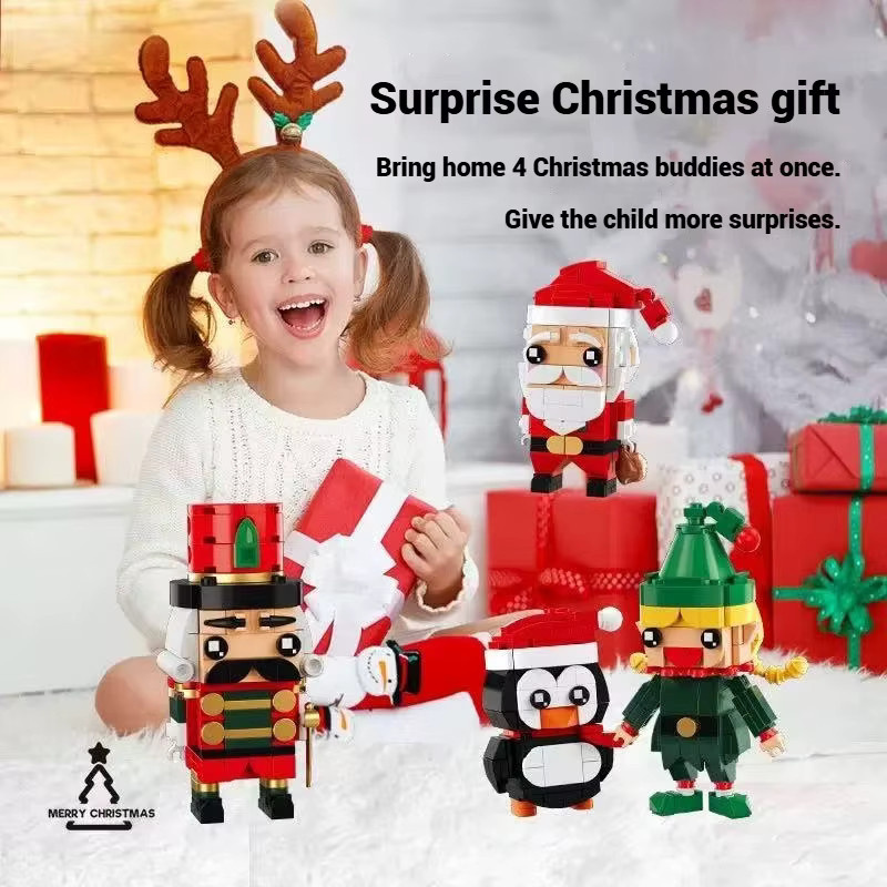 JAKI Weihnachts-Bausteine Set mit Weihnachtsmann und Pinguin-Modellen, 493-teiliges BrickHeadz Spielzeug in Mehrfarbig - Bild 4