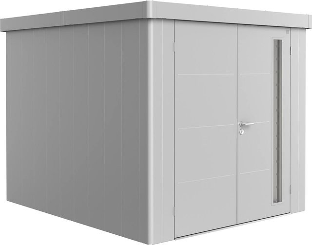 Biohort Gerätehaus Neo mit Doppeltüre in Silber Metallic und Grau, Stahl, B/H/T: 236 x 222 x 292 cm - Bild 1