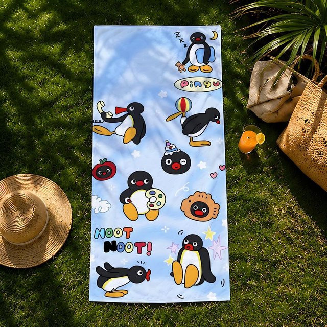 Charakter P-Pingu-U Handtuch aus Mikrofaser, schnelltrocknendes Strandtuch für Schwimmen und Fitness, Blau, Breite: 35 cm, Länge: 60 cm - Bild 1