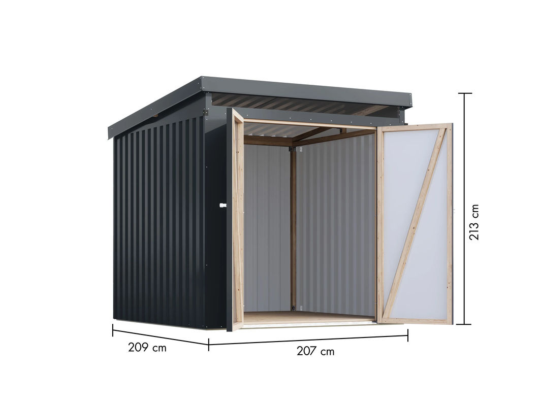 KARIBU Gerätehaus Mantis in Anthrazit, B/T/H: 207 x 209 x 213 cm - Bild 3