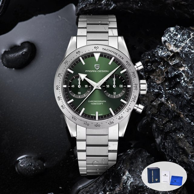 PAGANI DESIGN Chronograph, Quarz, Edelstahl, Grün, Herren - Bild 1