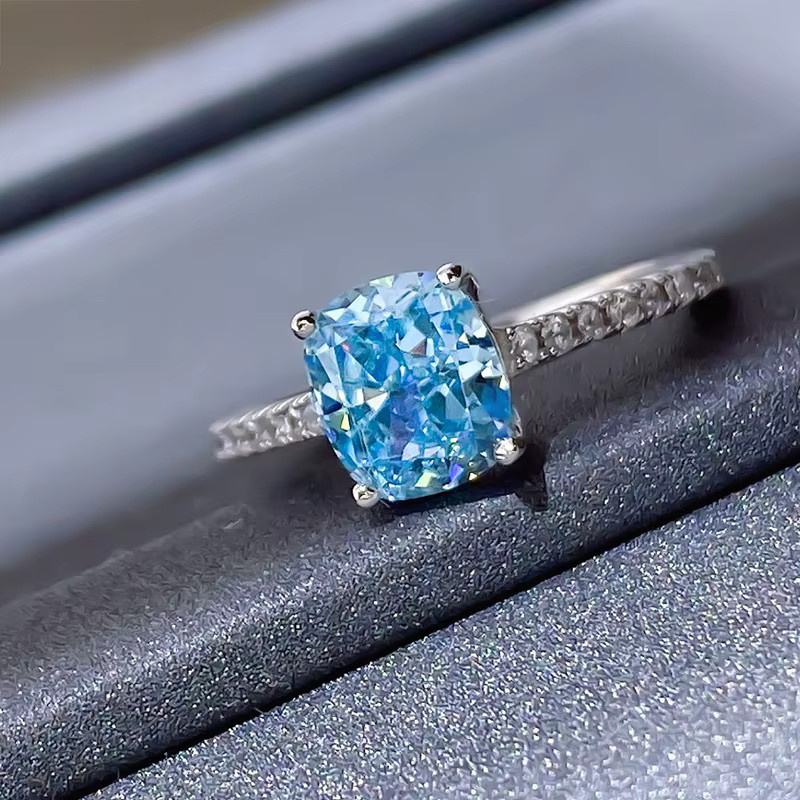 SAY Ring 925 Silber, blauer Edelstein, Damen, Verlobungsring - Bild 2