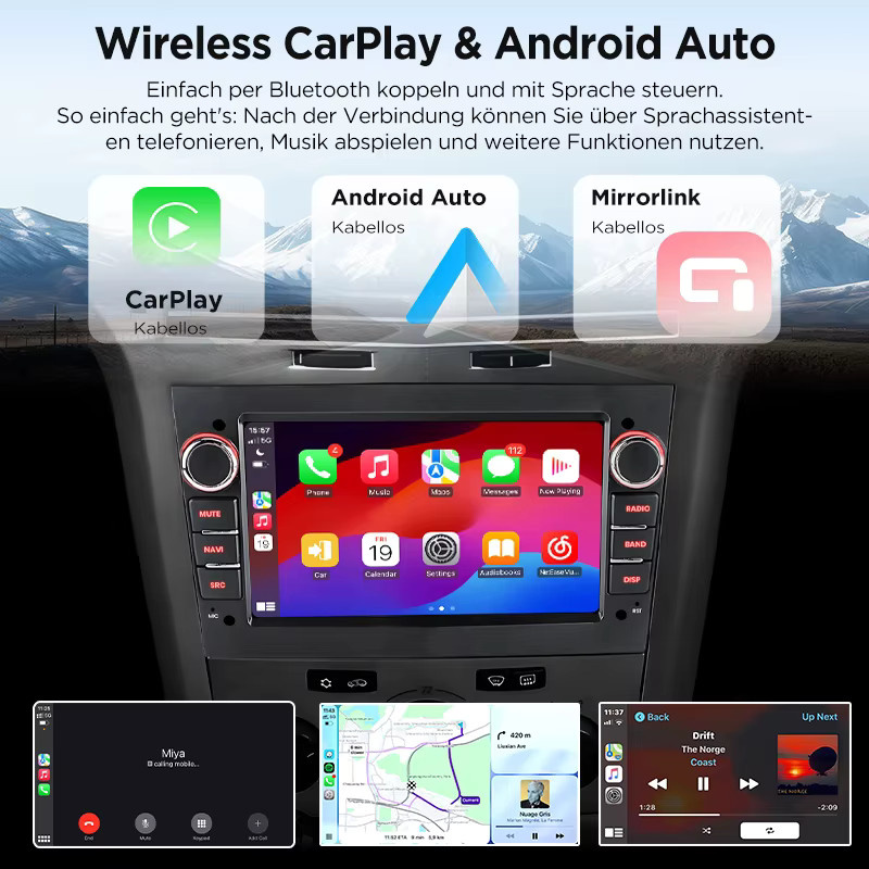 Junsun 7-Zoll Android Autoradio mit CarPlay und IPS-Bildschirm für Opel Astra H G J Zafira B Corsa C D Antara Vectra Vivaro in Schwarz und Grau - Bild 3