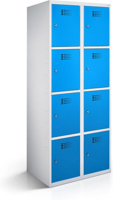 rotstahl Fächerschrank mit 8 Fächern in Blau und lichtgrauem Korpus, B/T/H: 80 x 50 x 180 cm - Bild 1
