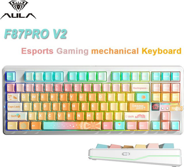 AULA F87 Pro V2 Gaming Mechanische Tastatur in Weiß mit RGB, Hot-Swap und Bluetooth/2.4G/USB-Verbindung - Bild 1