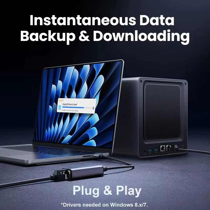 Kebidu USB-C Ethernet Adapter mit 2,5 Gbit/s LAN Anschluss, RJ45 Netzwerkkarte für Laptop, MacBook und iPad, kompatibel mit Thunderbolt 3 - Bild 4