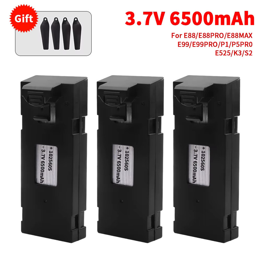 Jiaojiren RC Drohnen Akku 3,7 V 6500 mAh in Schwarz für E88 E88PRO E99 P1 K3 LsE525 E525 PRO Mini UAV Drohnen - Bild 3