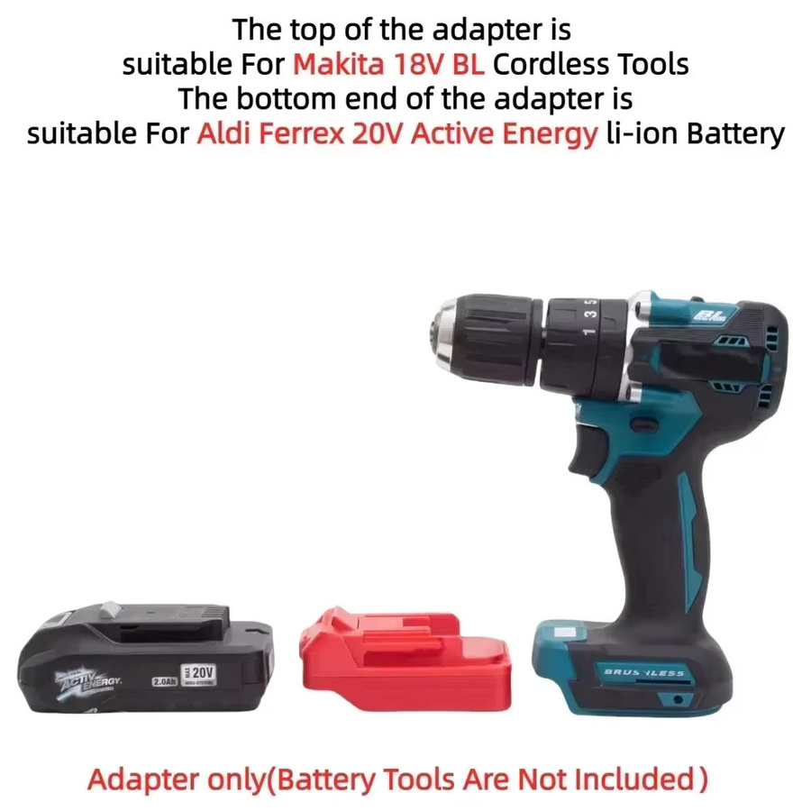 Ferrex Akku-Adapter für Ferrex 20V Active Energy Lithium-Batterien auf Makita 18V Serie Akku-Bohrwerkzeuge, Farbe: Rot - Bild 4