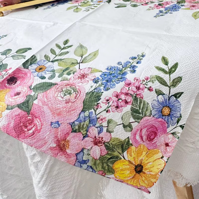 GUANYAO Rosa Rosen-Servietten aus Papier, 2-lagig, 20 Stück, B/B: 33 x 33 cm - Bild 5