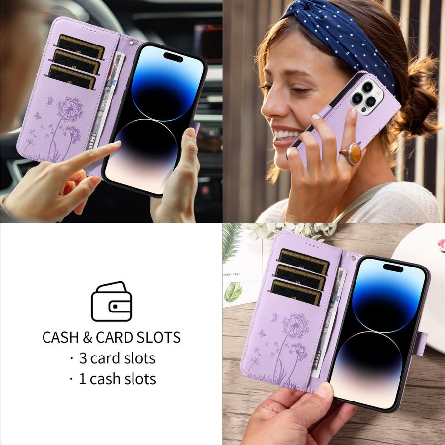 Xiaomi Flip-Portemonnaie-Hülle aus Leder mit Magnetverschluss und Kartenhalter in Lila für verschiedene Redmi Modelle - Bild 1