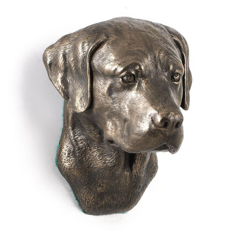 Art-Dog Labrador Retriever Hundestatue als hängende Büste in Braun aus Kunstharz und Metall - Bild 2