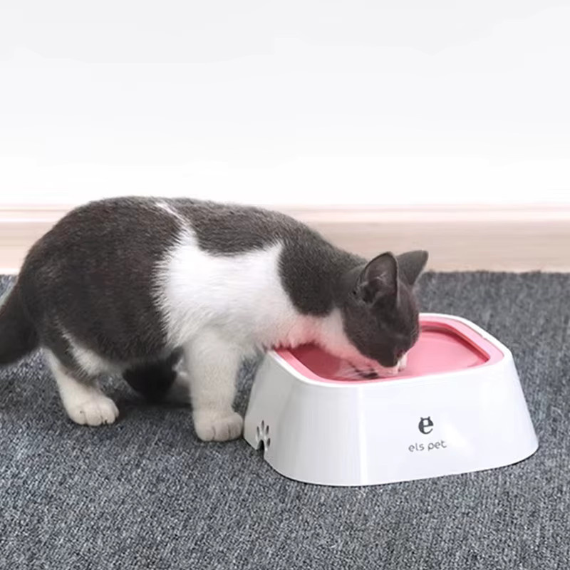 Booteely Automatischer Haustier-Wassernapf für Hunde und Katzen, auslaufsicher mit schwimmender Schüssel, Grau/Weiß - Bild 2