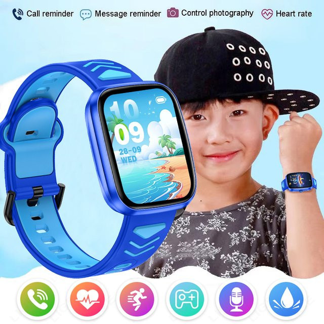 LIGE Kinderspiel-Smartwatch in Blau mit Touchscreen, Puzzlespielen, Schrittzähler, Wecker und Taschenrechner - Bild 1