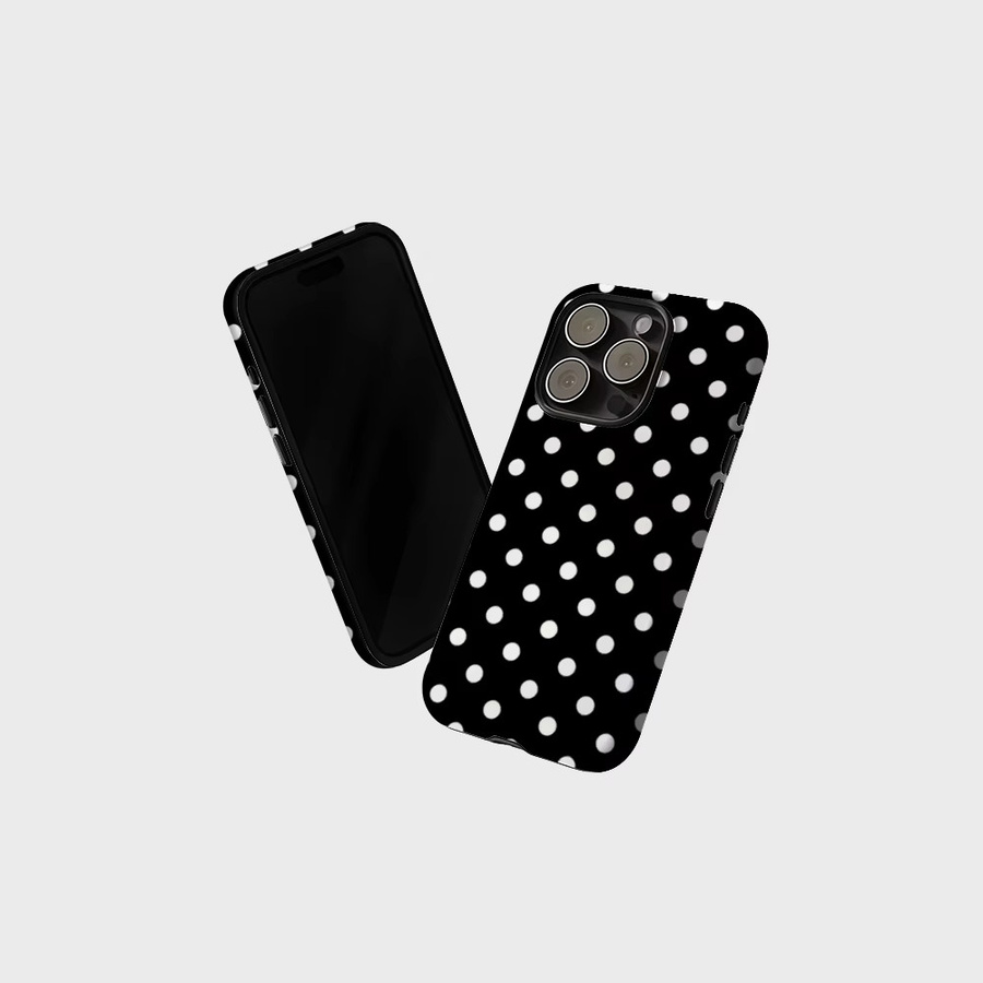 CaseLumi Matte Bumper MagSafe Hülle für iPhone 17 16 15 14 13 Pro Max Stoßfeste PC Schutzhülle mit Polka Dots in Schwarz und Weiß - Bild 2