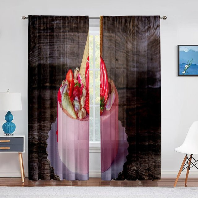 Himbeerfarbener Chiffon-Vorhang aus transparentem Tüll mit Ösen für Wohnzimmer, Schlafzimmer und Badezimmer, Breite: 100 cm, Höhe: 250 cm - Bild 1