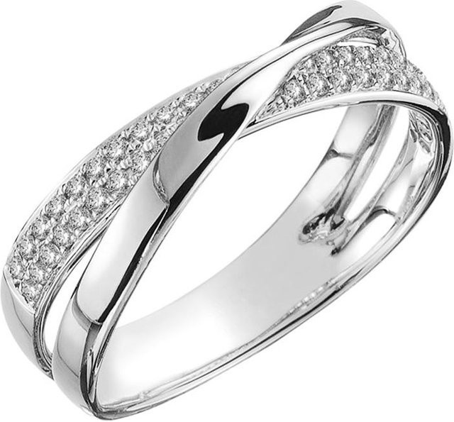 GDMN jewelry Kreuzring, zweifarbig, CZ-Stein, Damen, Silber, Größe 8 - Bild 1