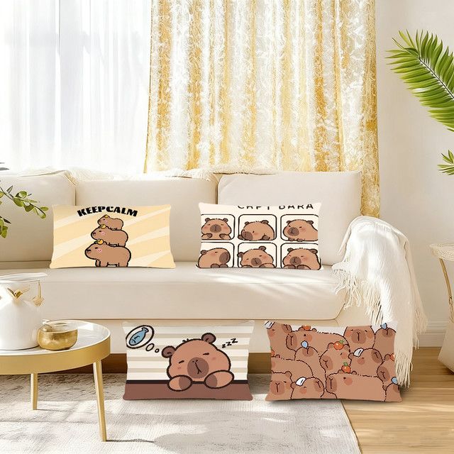 Potdemiel Kissenbezug mit Kapibara-Print für Sofa und Dekoration - Bild 1