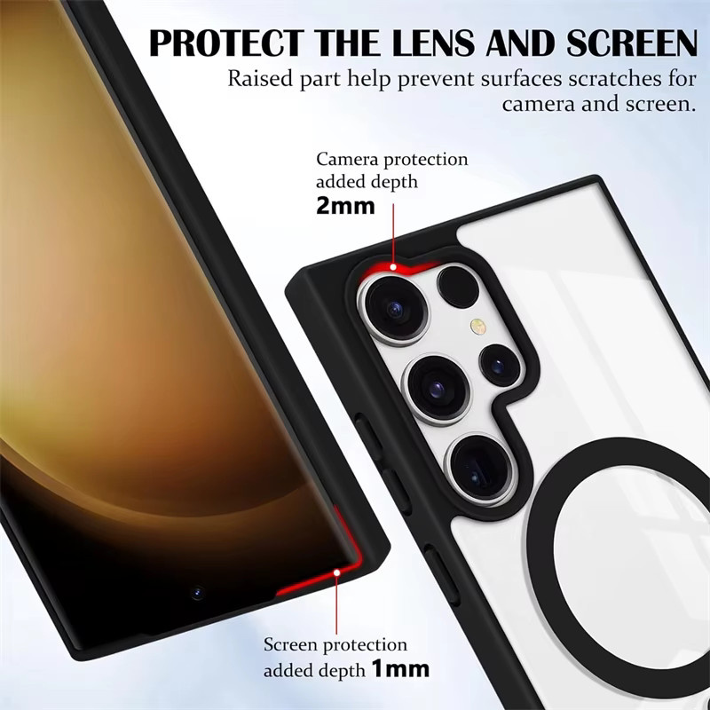 MagSafe Magnetische Handyhülle für Samsung Galaxy S25, S24 Ultra, S23 FE und weitere Modelle, Transparent oder Schwarz - Bild 2