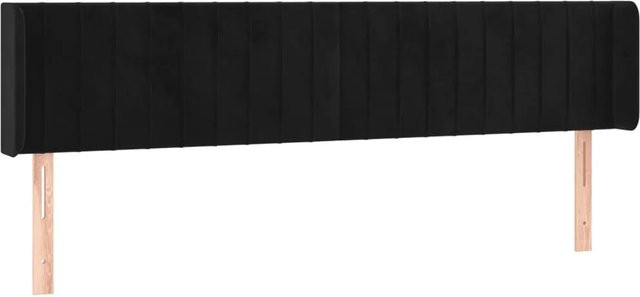 vidaXL LED Kopfteil aus Samt in Schwarz mit USB-Ladeport und integrierter Beleuchtung, B: 163 cm, T: 16 cm, H: 78-88 cm - Bild 1