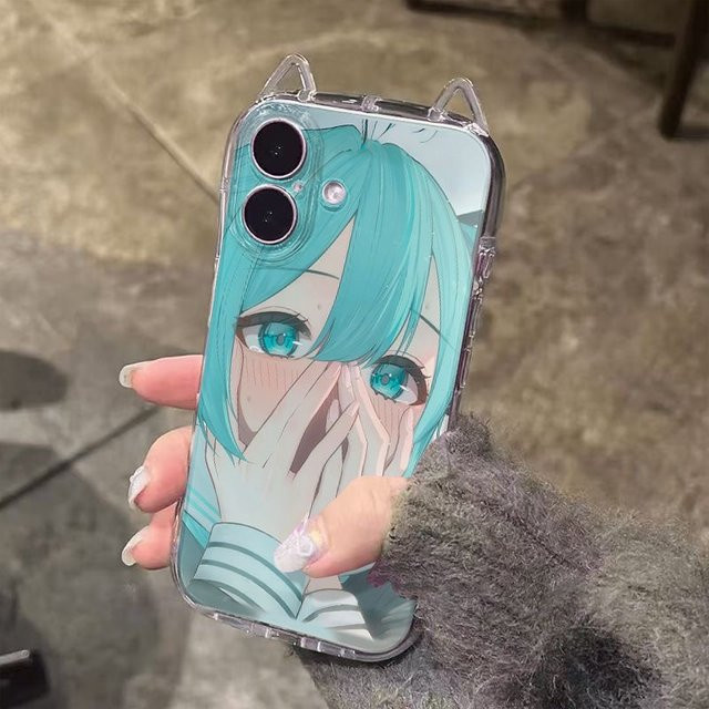Transparente Handyhülle mit süßem Comic-Mädchen und Kätzchen für iPhone Modelle 7 bis 16 Pro Max sowie SE und XR - Bild 1