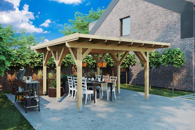 Pultdach-Pavillon Dora von Hansagarten24 aus Nordischer Fichte in Naturholz Brown, B/T: 5 x 4 m - Bild 1