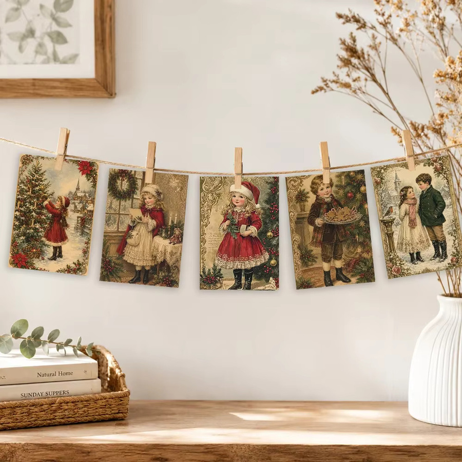 32 Stück Vintage-Postkarten mit Weihnachtsmotiven in Multicolour aus Papier - Bild 4