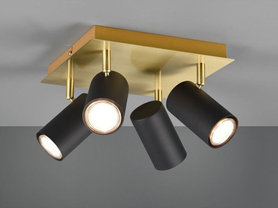Marley Deckenstrahler Trio 4-flammig in Schwarz und Gelb, moderner Metall-Deckenspot für GU10 Leuchtmittel - Bild 1