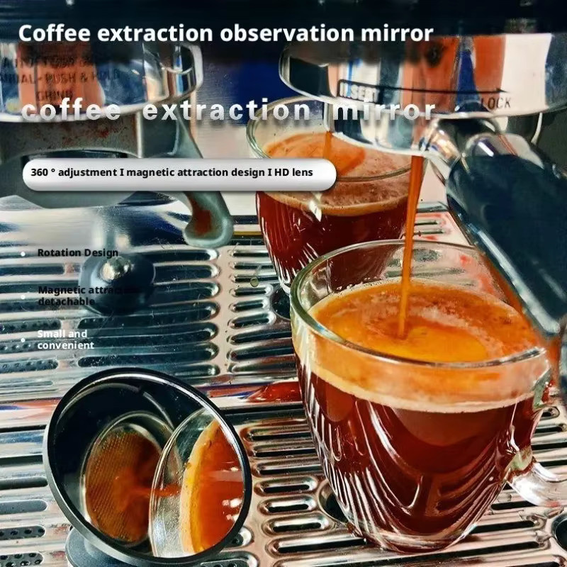 JUSTINLAU Kaffee-Extraktions-Spiegel in Schwarz, rotierende magnetische hochauflösende Reflektierende Linse für Espressomaschinen und Barista-Zubehör - Bild 3