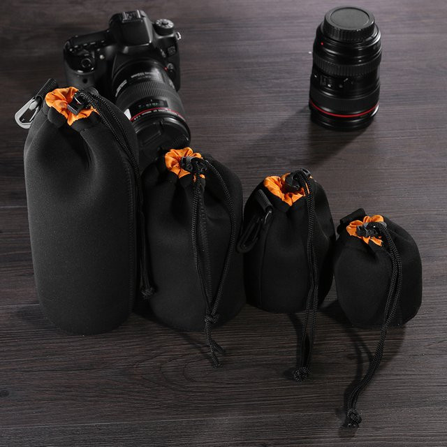 ALLOET Wasserdichte Kamera Objektiv Tasche aus Neopren in Schwarz mit Kordelzug für Canon, Sony und digitale SLR Kameras - Bild 1