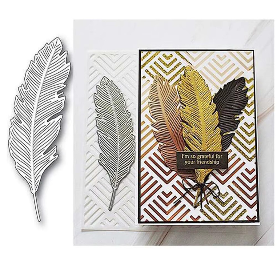 Silberne Feder Metall Stanzform für DIY Scrapbook und Papier Bastelarbeiten - Bild 2