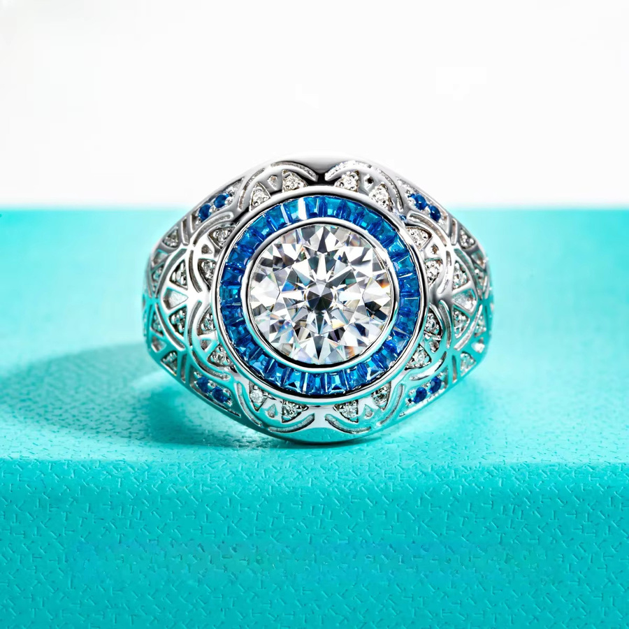 AnuJewel Verlobungsring, 925 Silber, Moissanit, Herren, Vintage - Bild 1