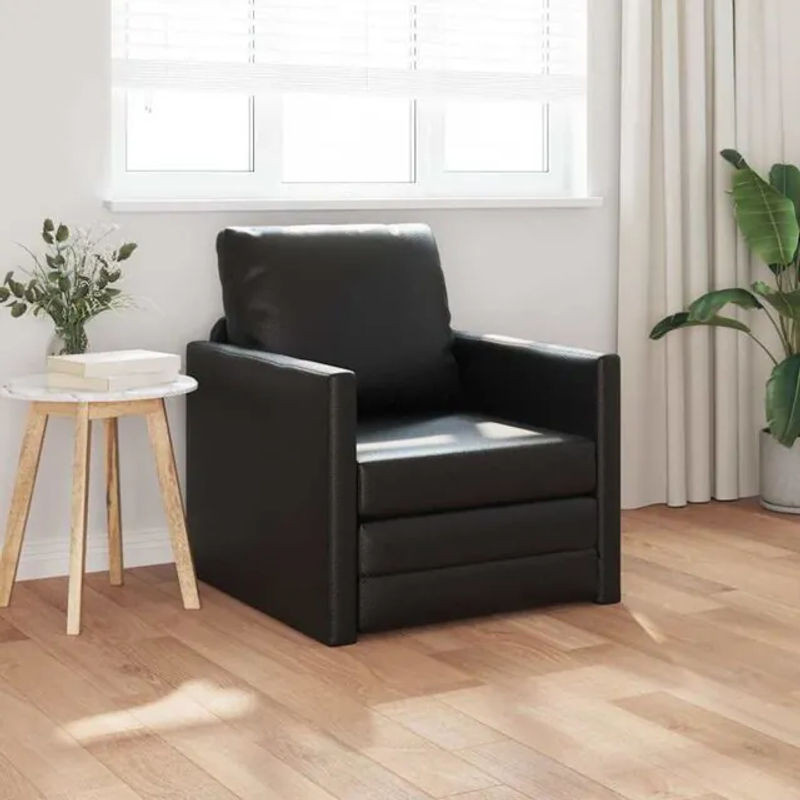 Modernes Schlafsofa von vidaxl aus Kunstleder in Schwarz B/T/H: 74 x 77 x 81 cm - Bild 1