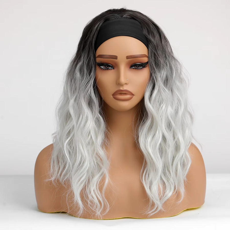 HAIRCUBE Perücke, kurze lockige Bob Haare, schwarz weiß platin Ombre, Damen - Bild 2