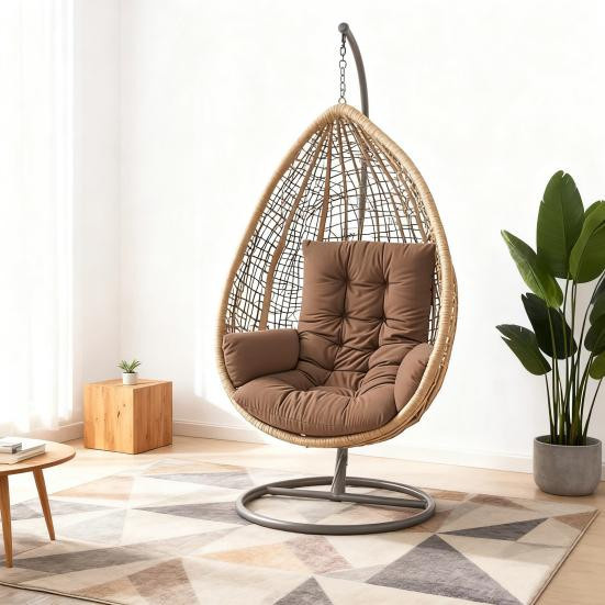 Yousheng Wasserdichtes Eiersesselkissen aus Polyester für Korbschaukel mit Armlehnen, Dunkelgrau, Breite: 120 cm - Bild 2