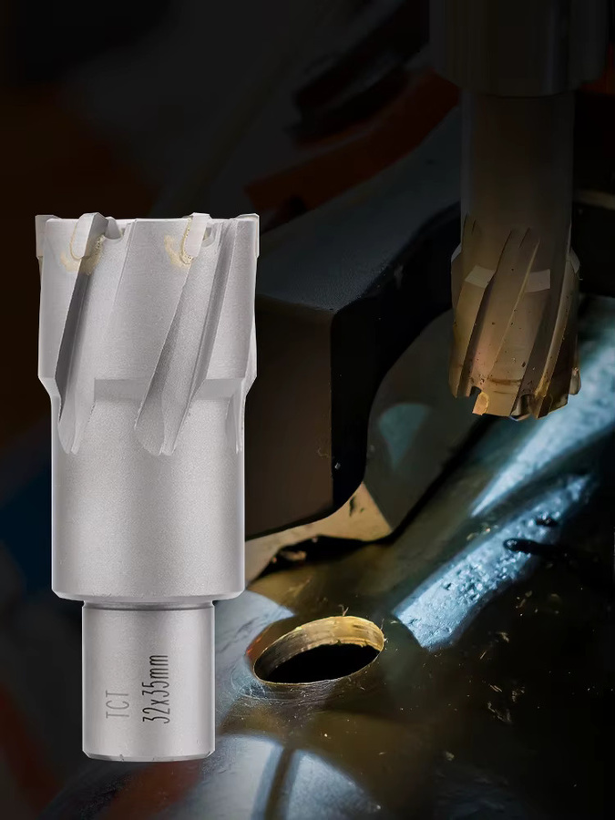 XCAN TCT Ringfräser Magnetbohrer Lochsäge für Metall mit 3/4 Zoll Weldon-Schaft und 35 mm Schnitthöhe, Silber - Bild 5