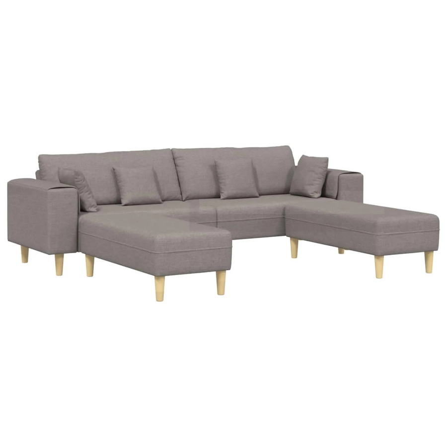 vidaXL Sofa Set 3-teilig in Taupe mit Kissen und passendem Ottoman, moderner Stoffbezug für dein Wohnzimmer - Bild 2