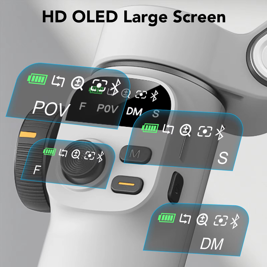 AOCHUAN Smart X2 Smartphone 3-Achsen-Gimbal-Stabilisator mit integrierter Verlängerungsstange und LED-Display in Weiß für iPhone und Android-Handys - Bild 5